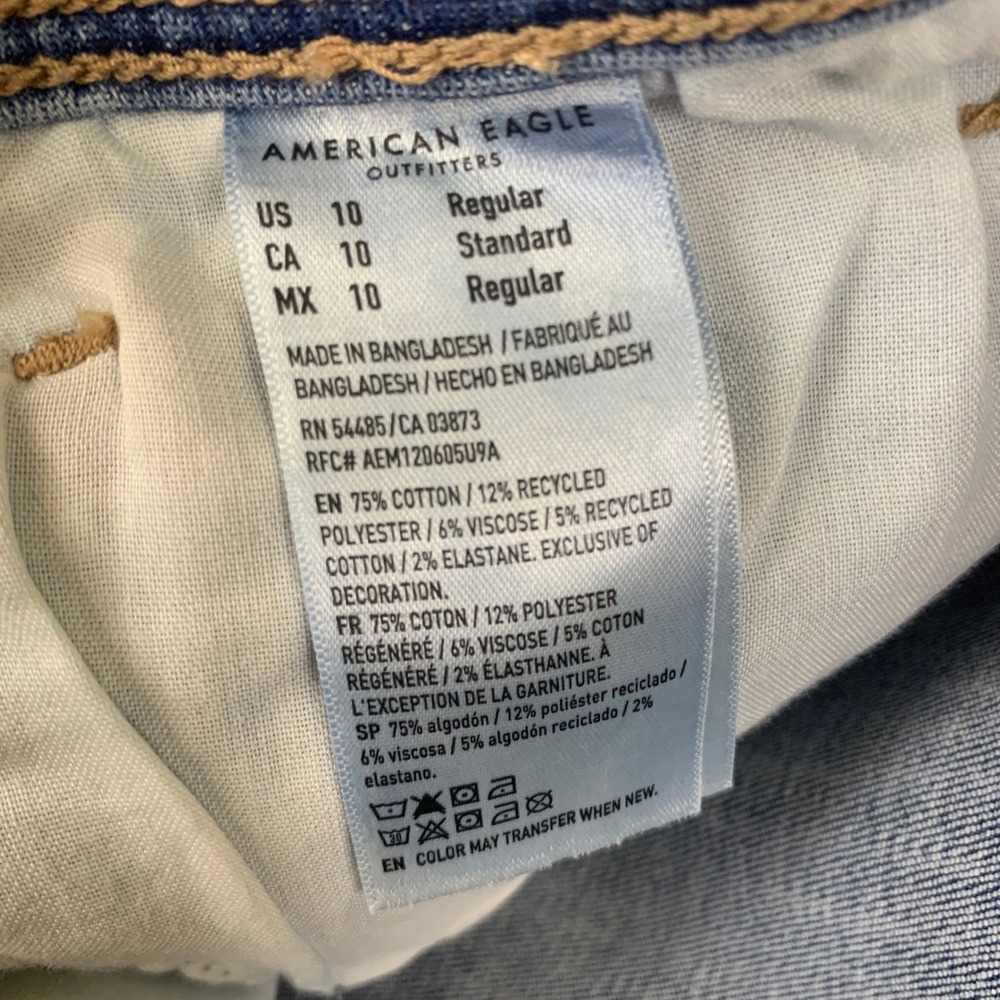 American Eagle Jeans Kick Boot Next Level Stretch Size 10 32W Low Rise Bootcut - Picture 3 of 10